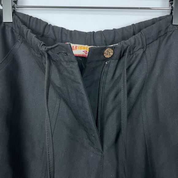 Caribbean Joe | NWT Black Rayon Blend Drawstring Wide Leg Capris Cropped Pants - Picture 6 of 8